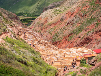 High angle view of people on mountain