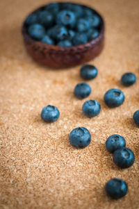 High angle view of berries on table