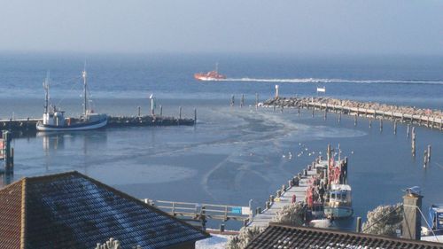 View of boats in harbor