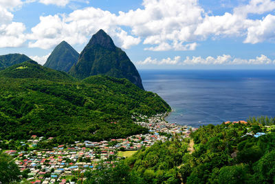 Scenic view of sea against cloudy sky