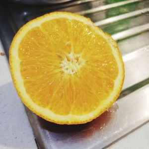 High angle view of orange on table