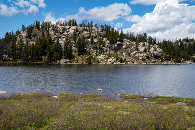 Scenic view of lake against sky