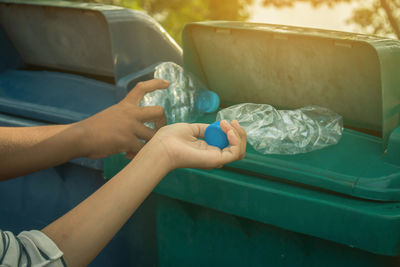 Close-up of hands in car