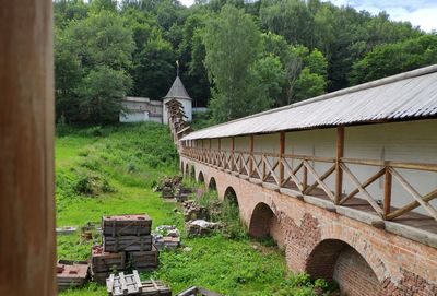 Bridge amidst trees and plants in forest