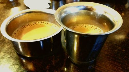Close-up of coffee cup on table