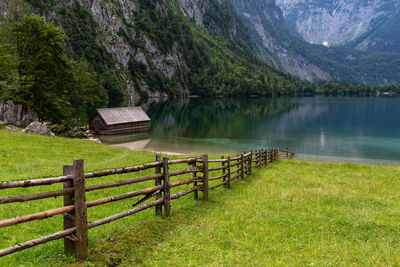 Scenic view of lake against mountains