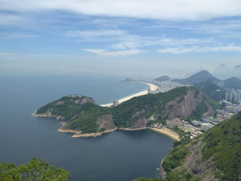 Aerial view of river passing through mountain