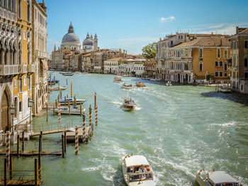 View of boats in temple against sky