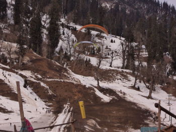 View of ski lift in winter