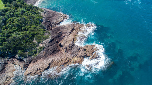 High angle view of rocks on beach