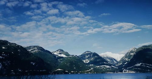 Scenic view of mountains against sky