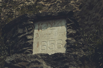 Close-up of text on stone