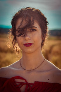 View of a woman in wheat field