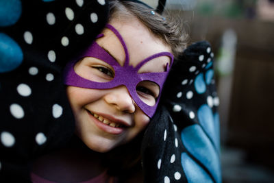 Close up of young girl in dress up