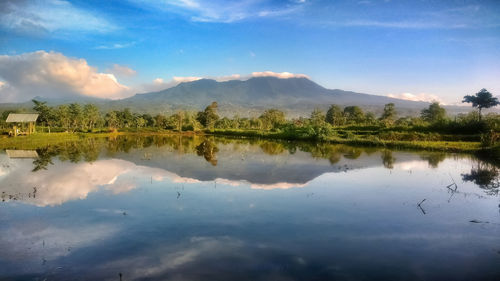 Scenic view of lake against sky