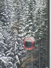 High angle view of snow on water