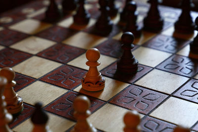 Close-up of chess pieces