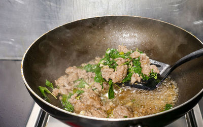 High angle view of food in bowl