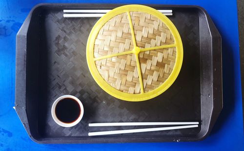 High angle view of coffee on table