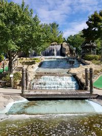 View of fountain in park