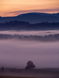 Scenic view of landscape against sky during sunset