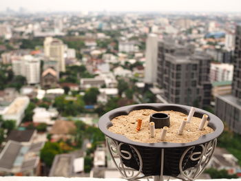 High angle view of buildings in city