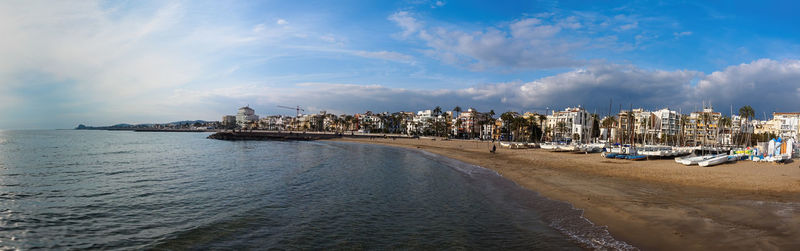 Panoramic view of sitges beach - spain