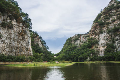 Scenic view of lake against sky