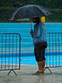 Full length of man standing in swimming pool