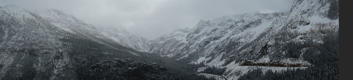 Panoramic view of snowcapped mountains against sky