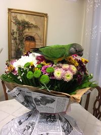 Flower vase on table