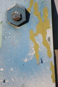 High angle view of road sign