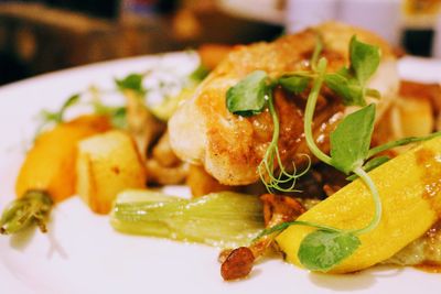 Close-up of fresh salad in plate