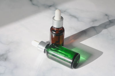 Close-up of beauty products on table