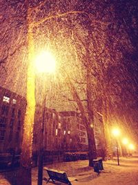 Illuminated street light at night