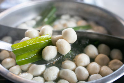 High angle view of food in container