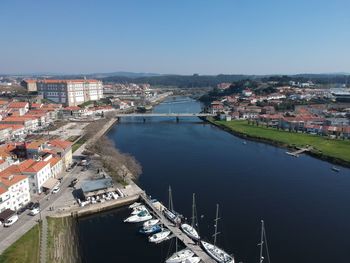 High angle view of river in city