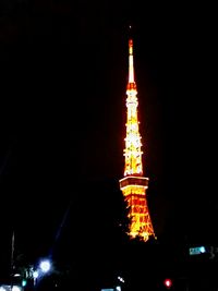 Low angle view of eiffel tower at night