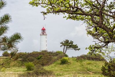 Low angle view of lighthouse against sky