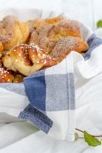 High angle view of bread on table