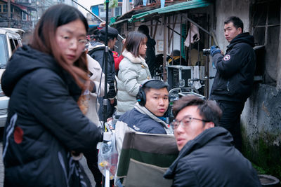 People looking at city