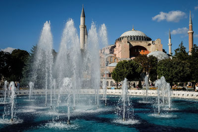 Fountain in front of building