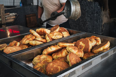 Close-up of food on barbecue grill