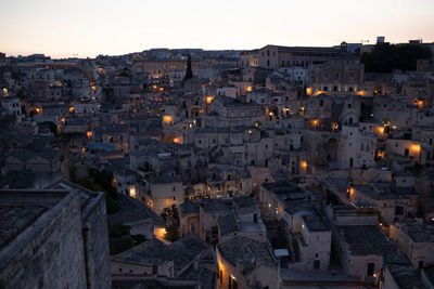 High angle view of buildings in city