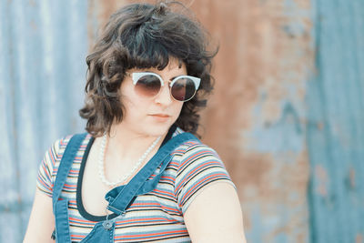 Close-up of beautiful woman with vintage style