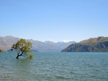 Scenic view of mountains against clear sky