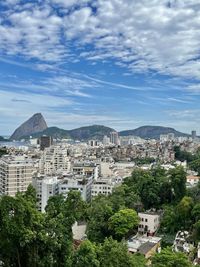 High angle view of townscape against sky