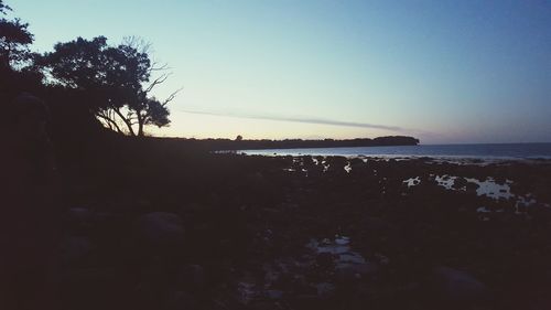 Scenic view of sea against clear sky