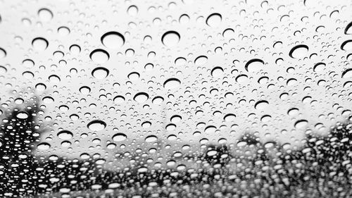 Full frame shot of wet glass window during rainy season