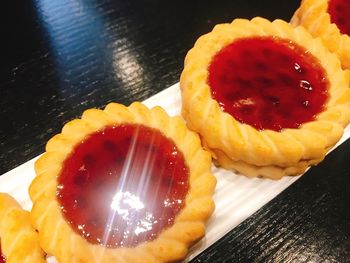 Close-up of dessert in plate on table